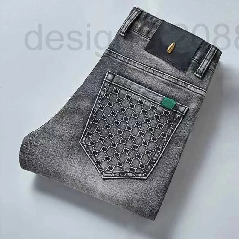 Jeans Masculino Designer Moda Luxo Magro Elástico Marca Abelha Calças de Negócios Calças de Estilo Clássico Masculino Denim Calças Lazer Grandes Estaleiros KZUI