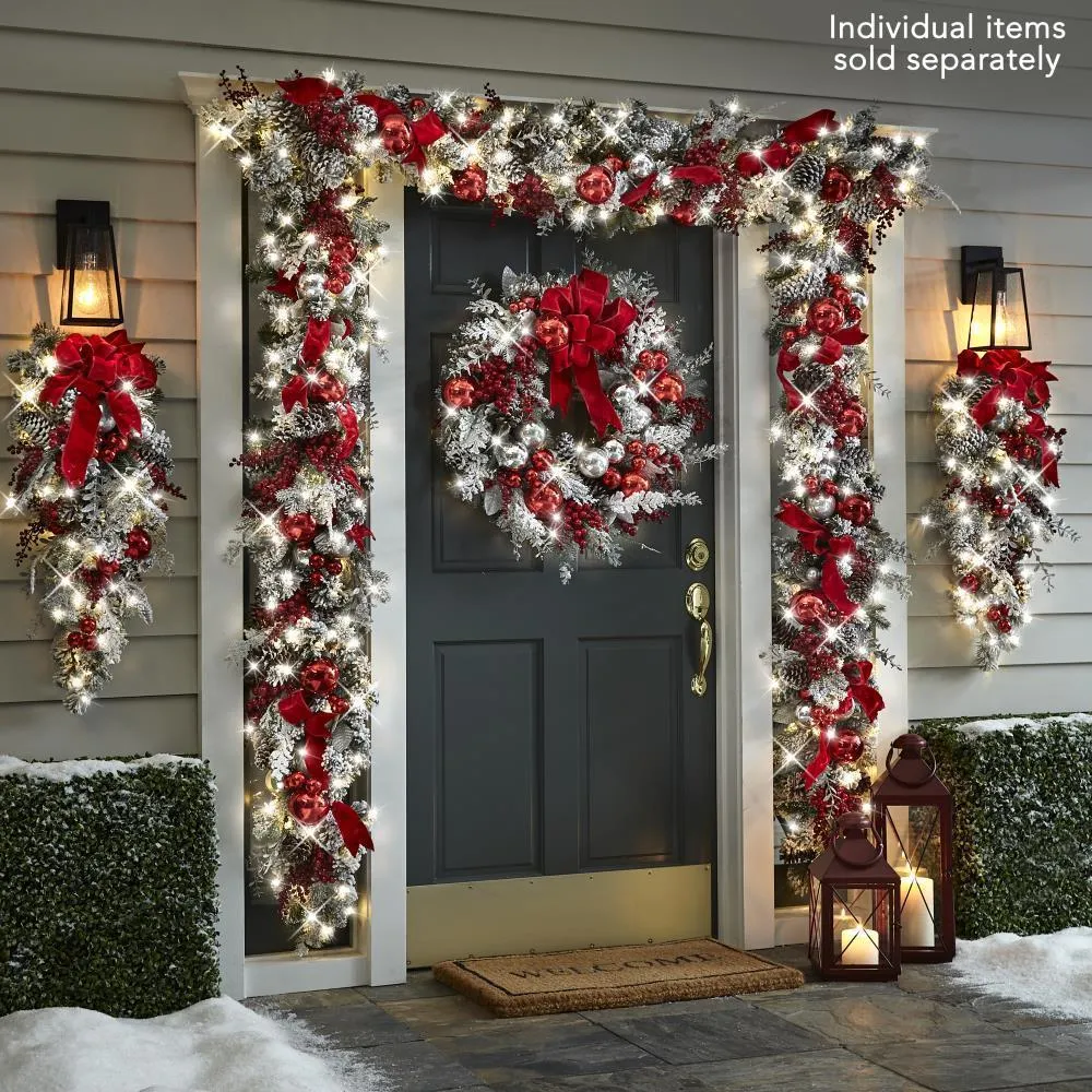 Decorative Flowers Wreaths Christmas Wreath Outdoor Xmas Decorations Signs Home Garden Office Porch Front Door Hanging Garland Year Decor 221122