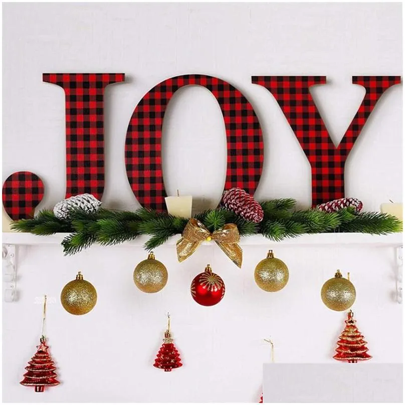 Decorações de Natal Decorações de Natal de madeira Happy Letter Logo Joy Home Porta da frente Decorar grande tamanho 12x12 polegada 4813 Dh4ux