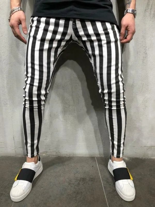 Męskie dresy męskie Slim Fit Urban Proste nogi spodnie swobodny ołówek do joggera Spodnie US Striped Black White Casual Spodnie 221122
