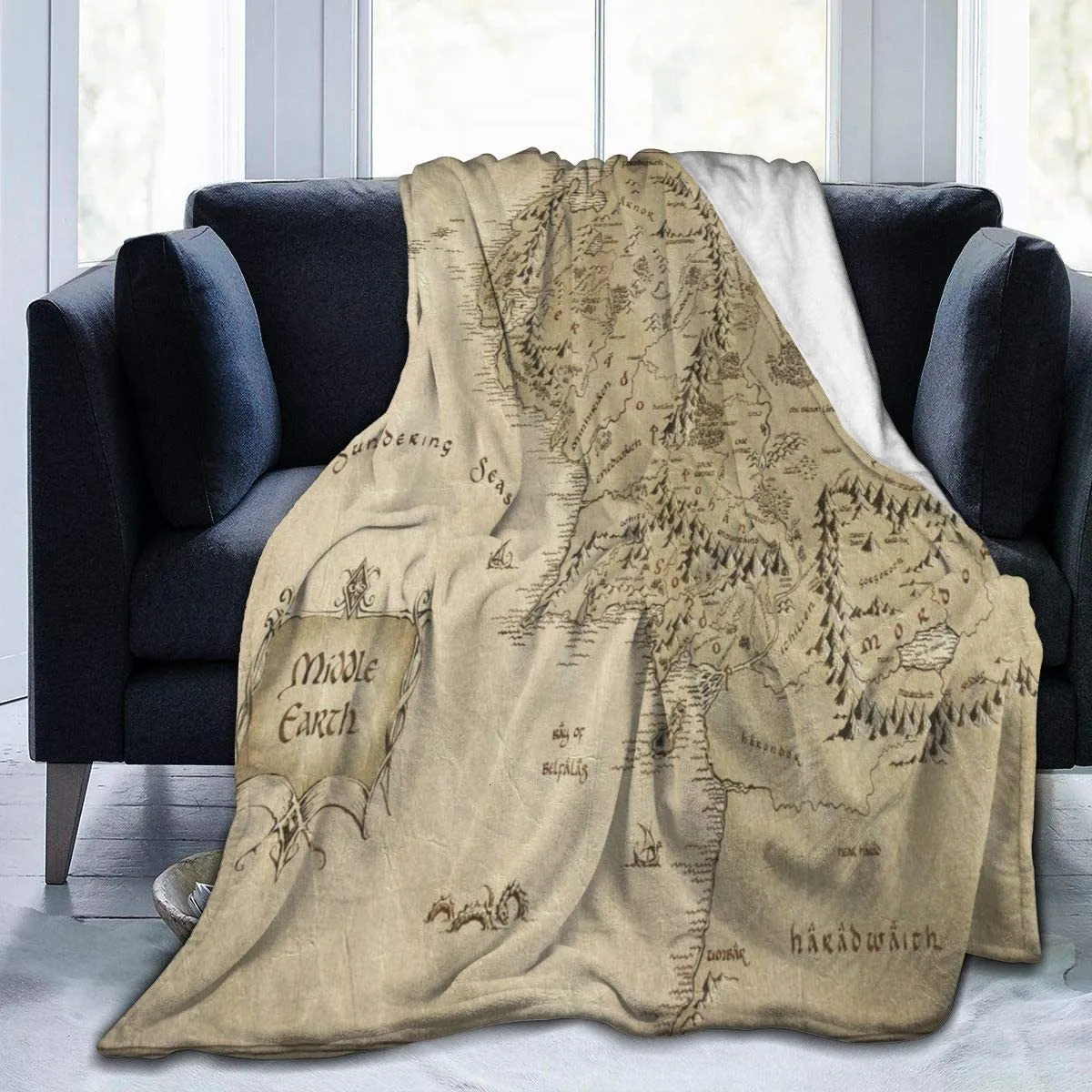 Filt Middle Earth Map Throw Ultra Soft Velvet Lightweight Bed Quilt Hållbar heminredning Fleece 221122