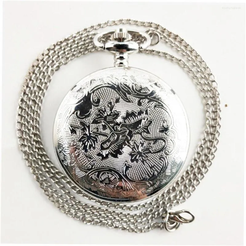 Pocket Watches Christmas Night Carved Vintage Antique Round Dial Quartz Watch Necklace Pendant Clock för Mens Womens gåvor