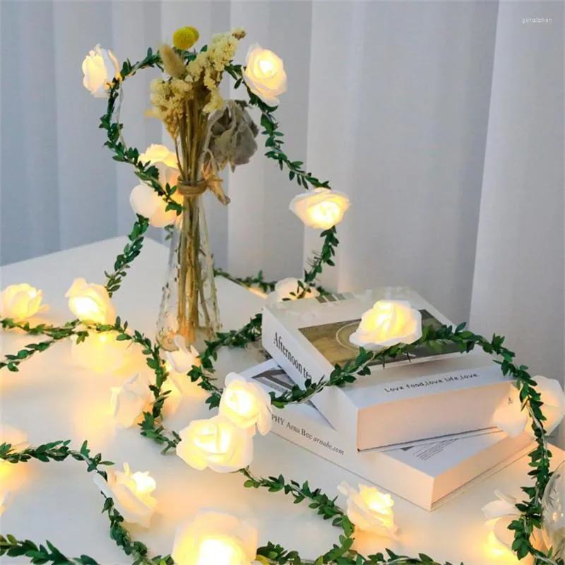 Strings 10/20/40LED Rose Flower String Light Battery Operated Artificial Garland Fairy For Valentine Day Wedding Party