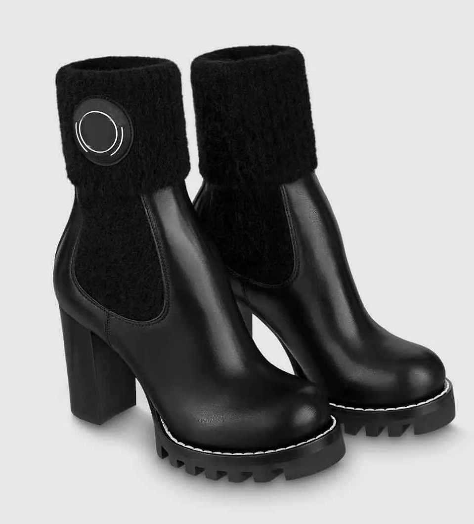 トップラグジュアリーブランドBeaubourg Ankle Boots Black Calfskin Leather Comabt Boot Lug Sole Lady Booty Luxury Design Martin Booties Party WeddingEu35-43