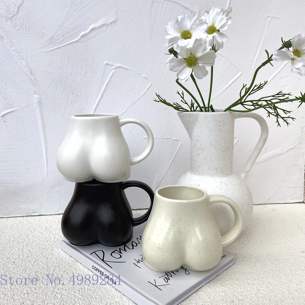 Mugs Creative Ceramic Mug Milk Taste Butt Body Shape Nude Lovely Cup Handle Design Desktop Storage Home Decoration Coffee Cups 221122