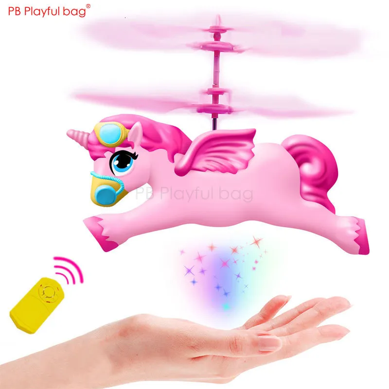 Électrique RC Animaux Volant Licorne Détection avion LED RC drone Enfants Jouets Suspendus Charge USB Détection de geste Cadeaux pour enfants AC59 221122