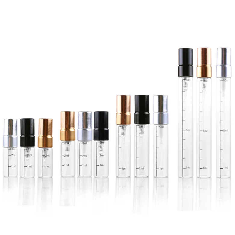 Tomma kosmetiska sprayflaskor 2,5 ml 3 ml 5 ml 10 ml f￶r parfymprov Mini Tube Parfum Makeup Container med skala