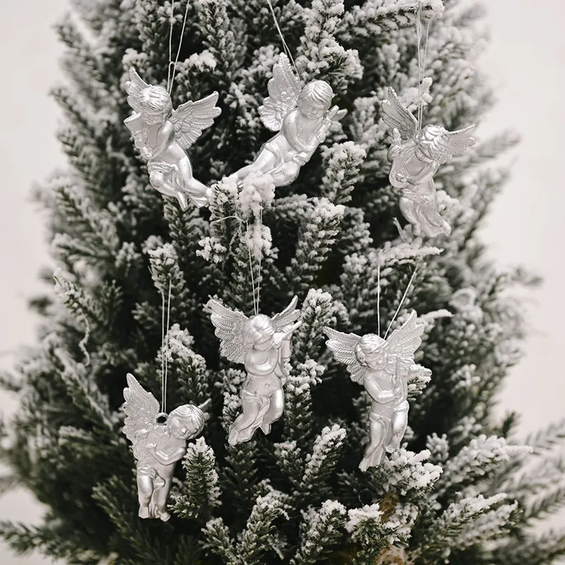 Noel dekorasyonları 6pcs xmas altın gümüş melek kolye parti dekorasyon ağacı asma süslemeler yıl hediyeleri 221121