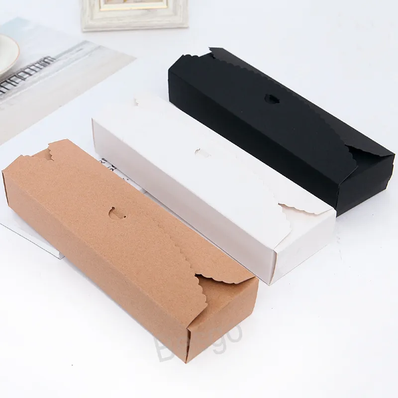 Brown Kraft Paper Biscuit Candy Box White Black Rectangle Cake Packaging Boxes Wedding Party Cupcake Storage Case Favor Gift BH7957 TQQ