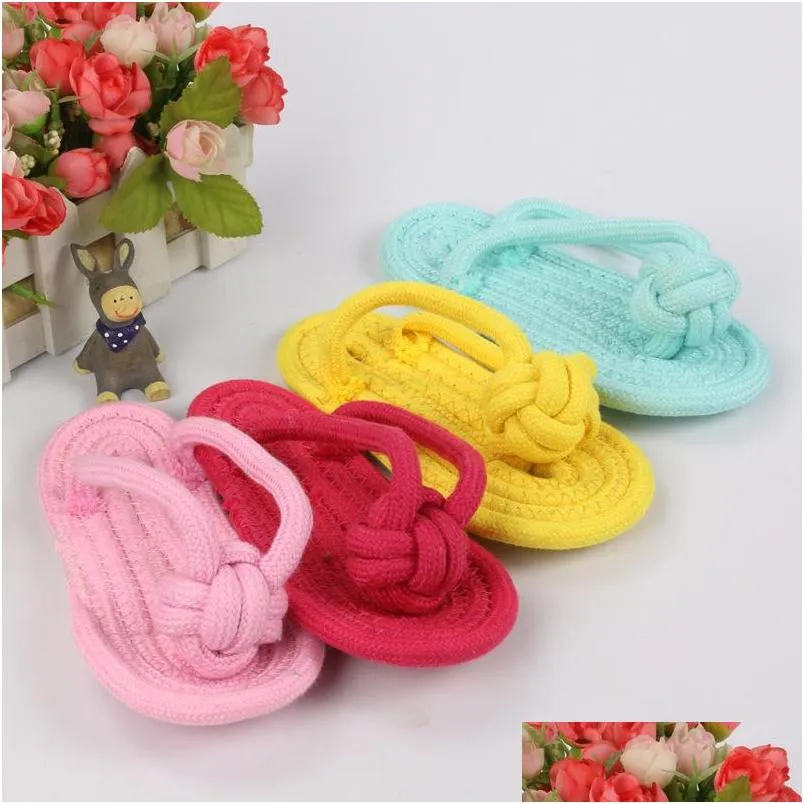 Dog Toys Chews Pet Shoes Bite Resistance A Molar Tooth Many Color Dog Slipper Toys Creative Idae Cotton Rope Factory Direct Sellin Dh6Pn