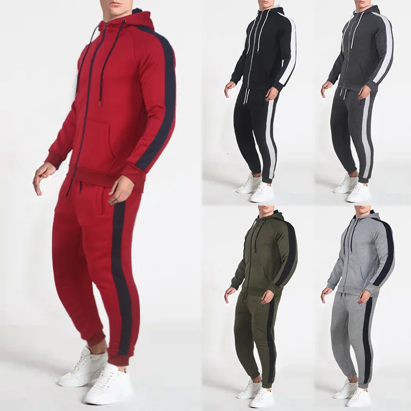 Erkek Hoodies Sweatshirts Erkek İlkbahar ve Sonbahar Kapüşonlu Sweater Sıcak Set Erkek Spor ve Boş Zaman Kazak Spor Pantolon Moda Beyzbol Takım 221122