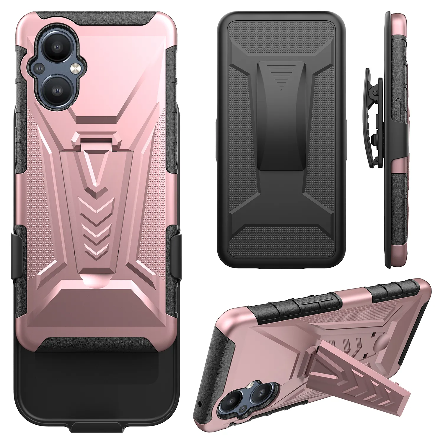 Kvalitet 3 i 1 Hybrid Holster -fodral för Coolpad Suva Blu G91 Boost Celero OPP A96 One Plus N20 TCL 30SE Dual Layer Cover