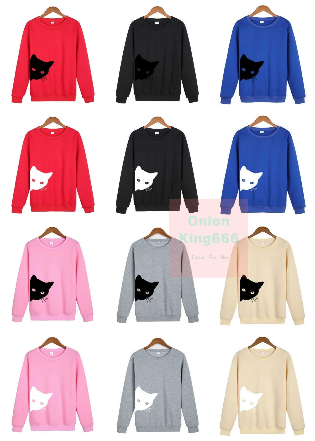 Designer Fashion Hoodie Couple's Street Wear Printed The Cat Head New Plush Sweater For Men Women In Spring And Autumn