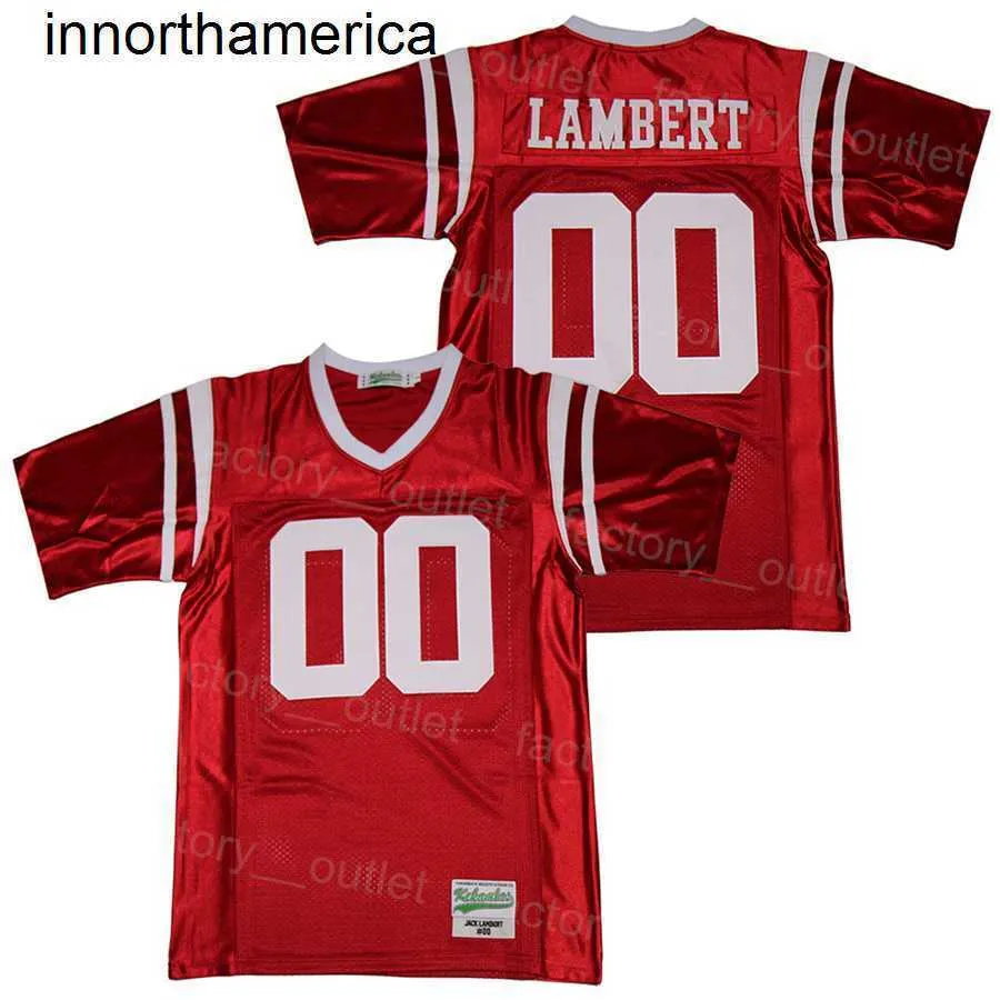 Maglia da calcio da uomo High School Crestwood 00 Jack Lambert Jersey Moive College Tutte cucite traspiranti per gli appassionati di sport Hip Hop Team Colore rosso Qualità eccellente