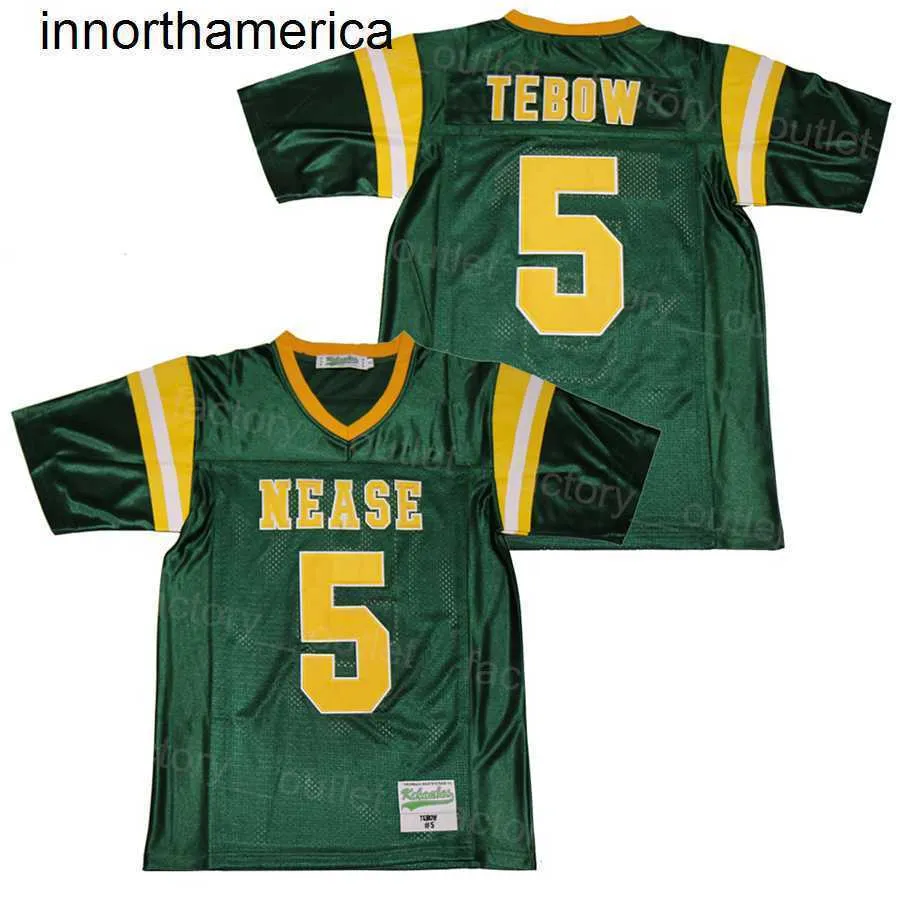 Men High School Football Autographed Nease 5 Tim Tebow Jersey Moive College Team Color Green All Szygowane oddychające dla fanów sportowych Hiphop w sprzedaży