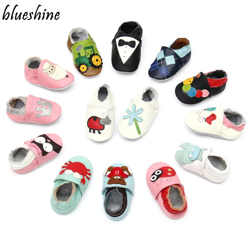 İlk Yürüyüşçüler Moda Sevimli Bebek Mokasinler İnek Orijinal Deri Yumuşak Toddlers Zapatos Born Ayakkabı 0-24M Bebek Erkek Kızlar 221122