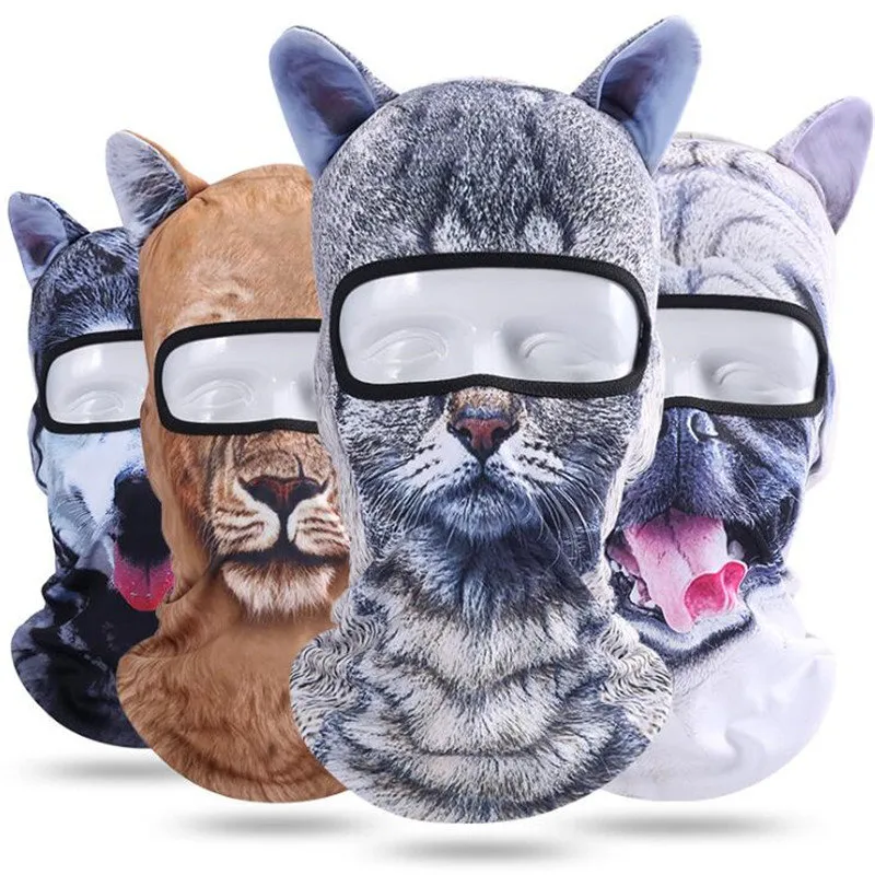 Party Masks Motorcykel 3D Animal Ear Balaclava Full Face Mask Bicycle Hats Snowboard Winter Warmer Cat Face Face Shield