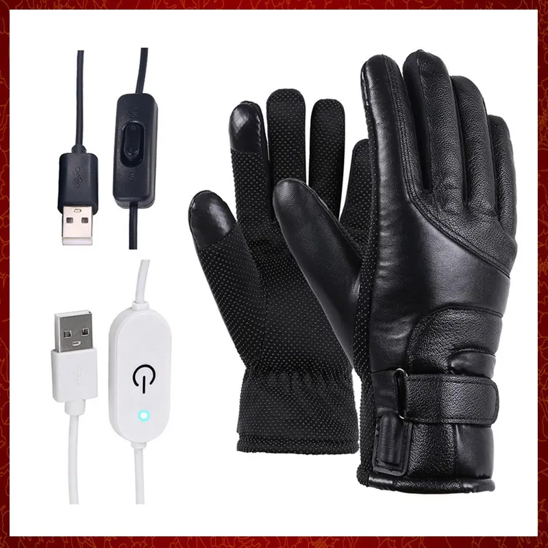 ST498 Guanti riscaldati elettrici da moto Poliestere Cotone Antivento Ciclismo Sci Guanti riscaldanti caldi alimentati tramite USB per uomo donna