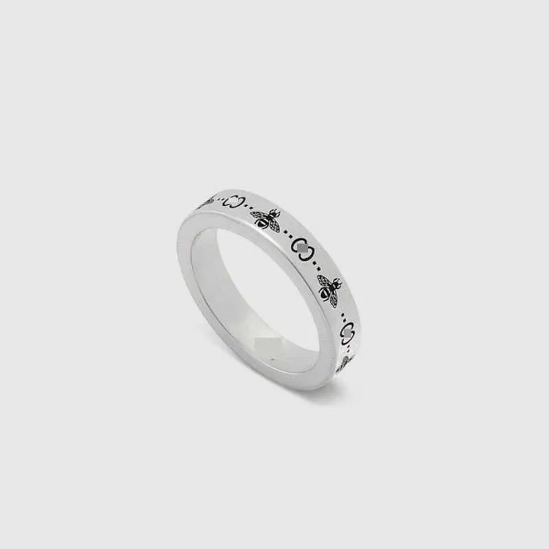 Bandringe 2023 Schmuck Neue Sterling Silber Classic Double Bee für Männer und Frauen gleiche Stilpaar Ring238Q