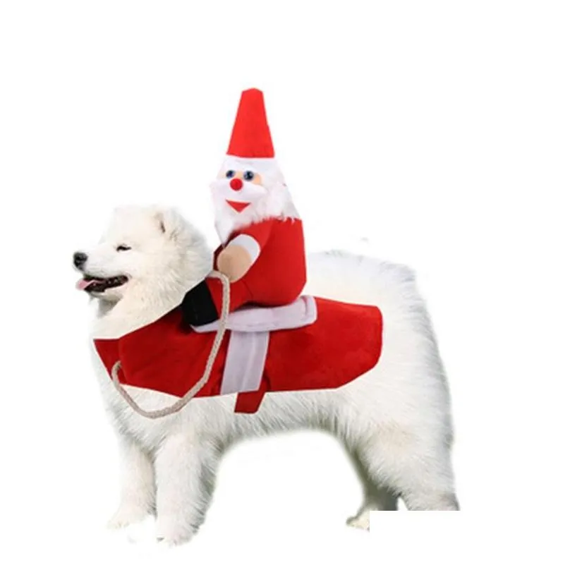 Hundkläder Fashion Dogs Christmas Riding Horse Clothes Högkvalitativa husdjur Santa Claus Doll Kläder Förklädningsfestival Supply Winter 2 DHCJZ