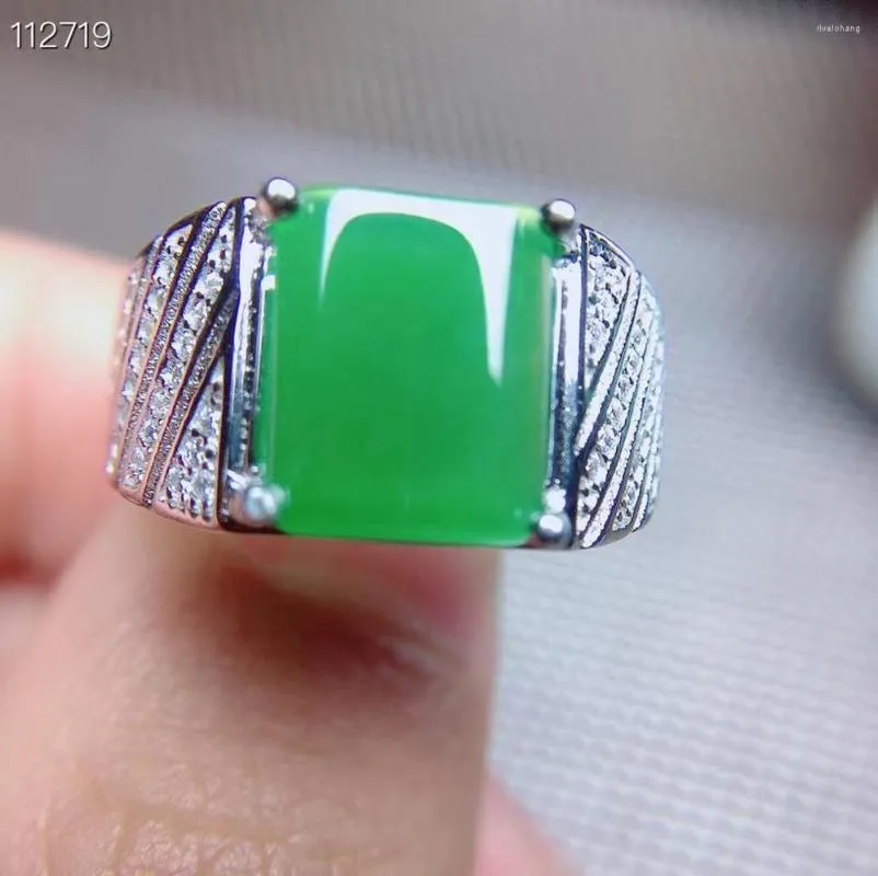 Cluster-Ringe Ankunft echte natürliche Jade Ring 925 Silber eingelegt Mode Hochzeit