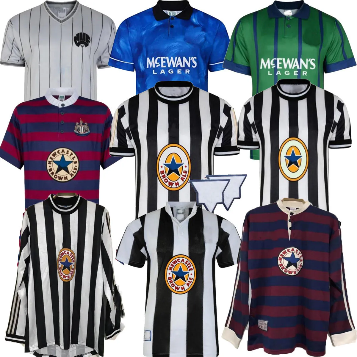 1997 1998 NEW CASTLE Shearer retro fotbollströjor 1999 2000 2001 hemma borta 97 98 04 06 ASPRILLA Barnes Pearce Batty United Rush vintage klassisk fotbollströja