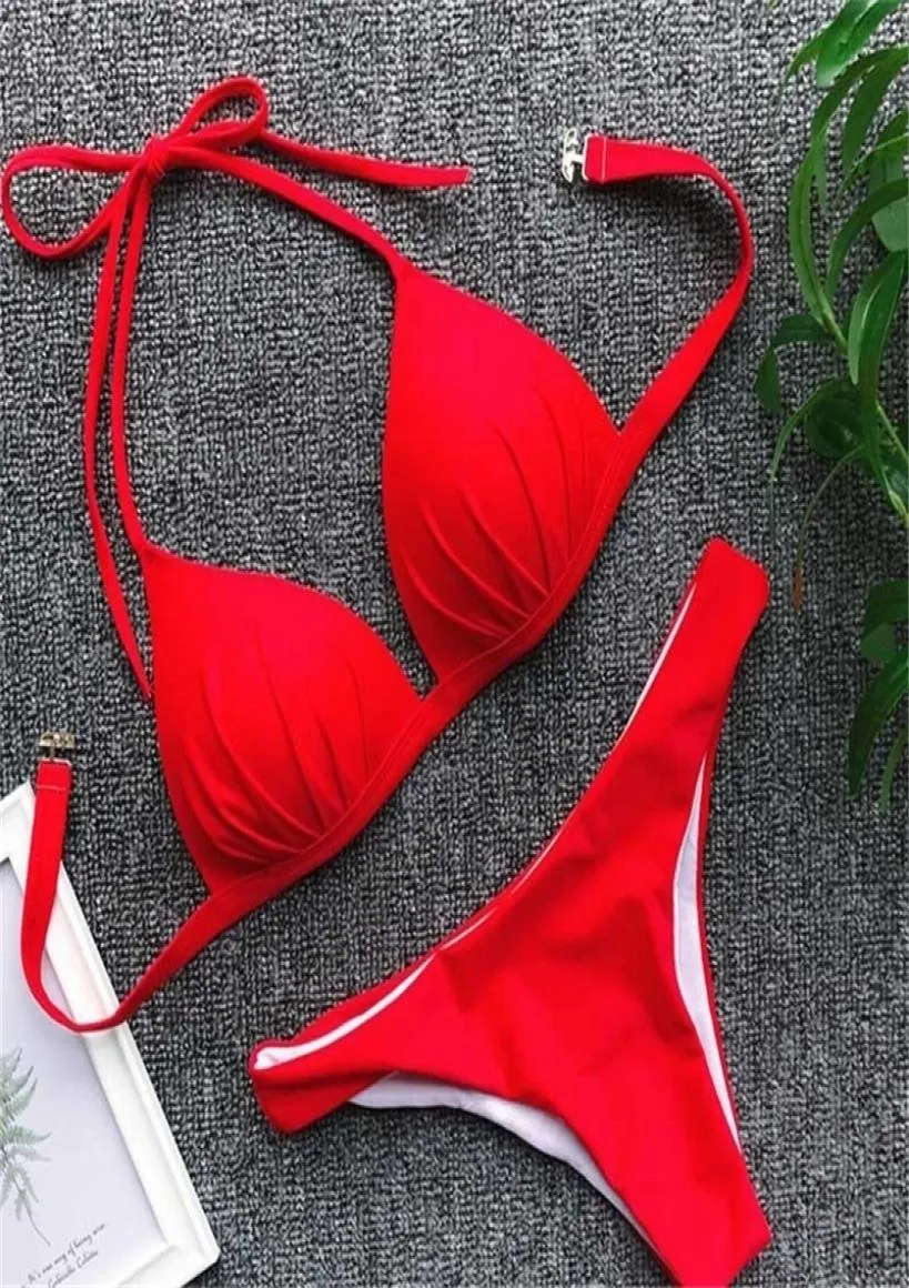 Seksi Mikro Bikinis Mujer Mayo Yukarı Kadınlar Katı Yüzme Takım Yüzme