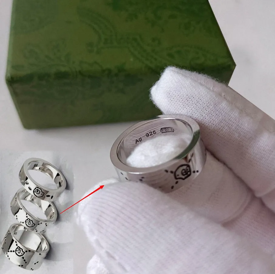 925 srebrny projektant pierścionek z czaszką dla mężczyzn kobiet kochanka Elf pierścienie wysokiej jakości pary wąż Ringss z pudełkiem mężczyźni kobiety projektant serce Bague