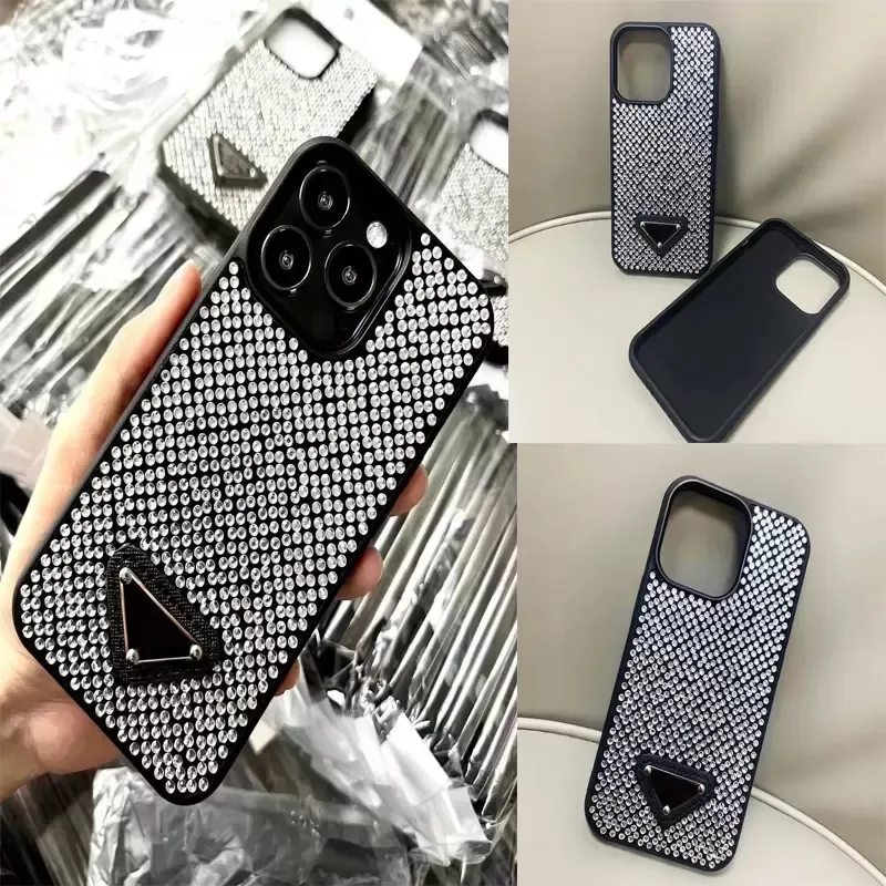 caja del teléfono Estuches para iPhone con brillo de lujo 15 Pro max 14 plus estuche 13 12 11 Diseñador de moda Bling Sparkling Rhinestone Diamond Jeweled 3D Crystal Mujer Atrás