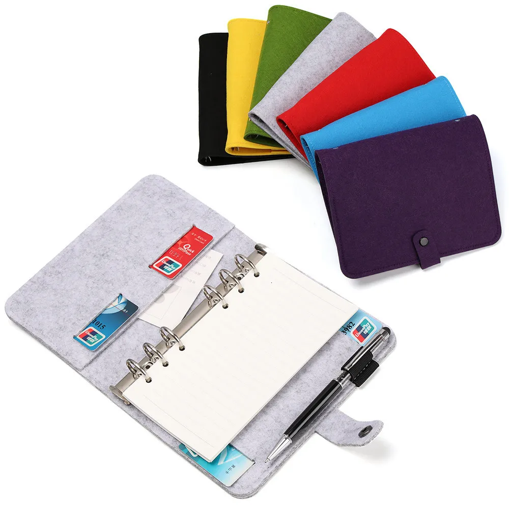Bloc-notes A5 A6 Feutre Shell Notebook Tissu Tissu Anneau Binder Journal Porte-Papier Portable Papeterie Cadeau 221122