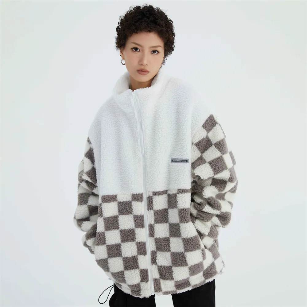 Nowe wzory pary jesienne zimowe płaszcze polarowe ciepłe grube bawełniane high Street Bawełniane kurtka splicing
