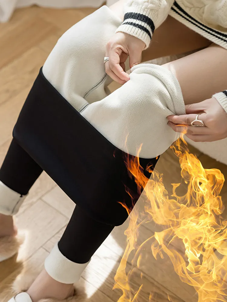 Kvinnors leggings chrleisure vinter plus sammet sträcka hög midja varm lamm kashmir tjock 221122