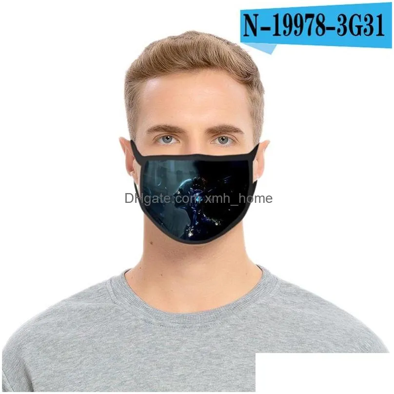 Masques Designer Lavable Mascarilla Respirateur Réutilisable Antipoussière Masques Visage Science Fiction Impression Adt Enfants Oreille Suspendue Type Dhurc