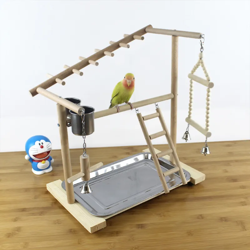 Diğer evcil hayvan malzemeleri ahşap kuş levrek, besleyici bardaklar papağan platformu oyun alanı egzersizi Playstand merdiveni interaktif oyuncaklar f3002 221122
