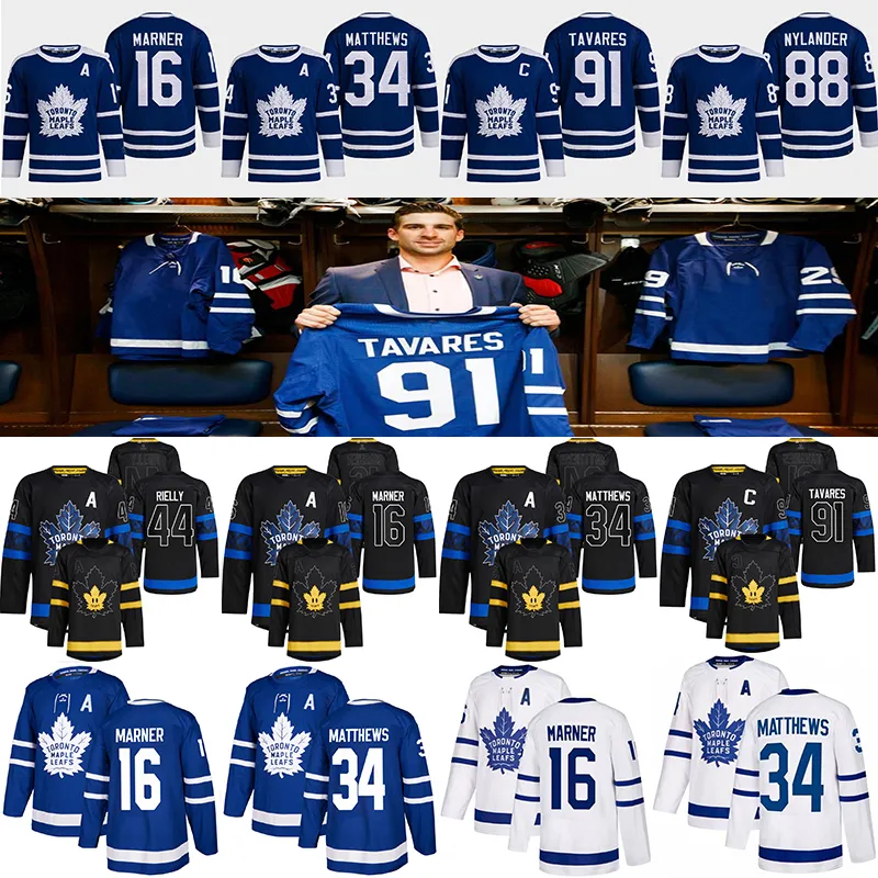 #34 Auston Matthews Reverse Retro hockeytröja Maple Leafs#16 Mitchell Marner William Nylander Morgan Rielly Wendel Clark John Tavares Doug Gilmour tröjor