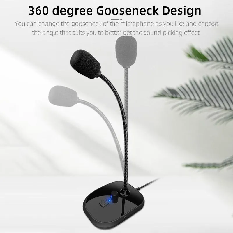 Computer Microphone 3.5mm Desktop Pc Microphones With 360 Gooseneck,  Omnidirectional Mic For Plug & Play