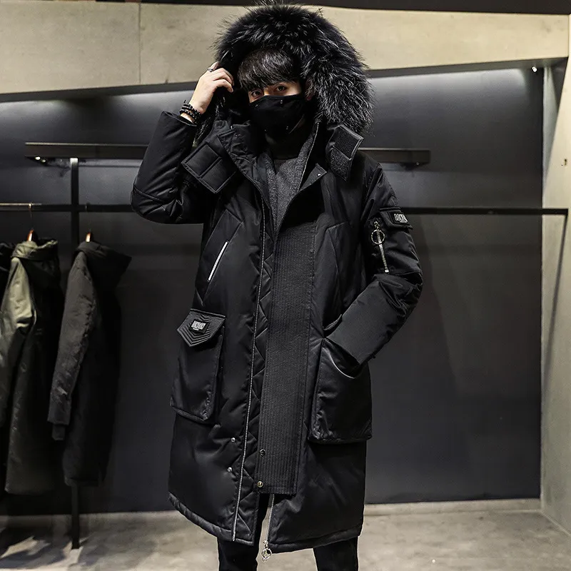 Herrarna ner parkas fashionabla kappa tjockare jacka män huva varm förlängning parka vit anka ner hög kvalitet manlig vinter 3xl 221122