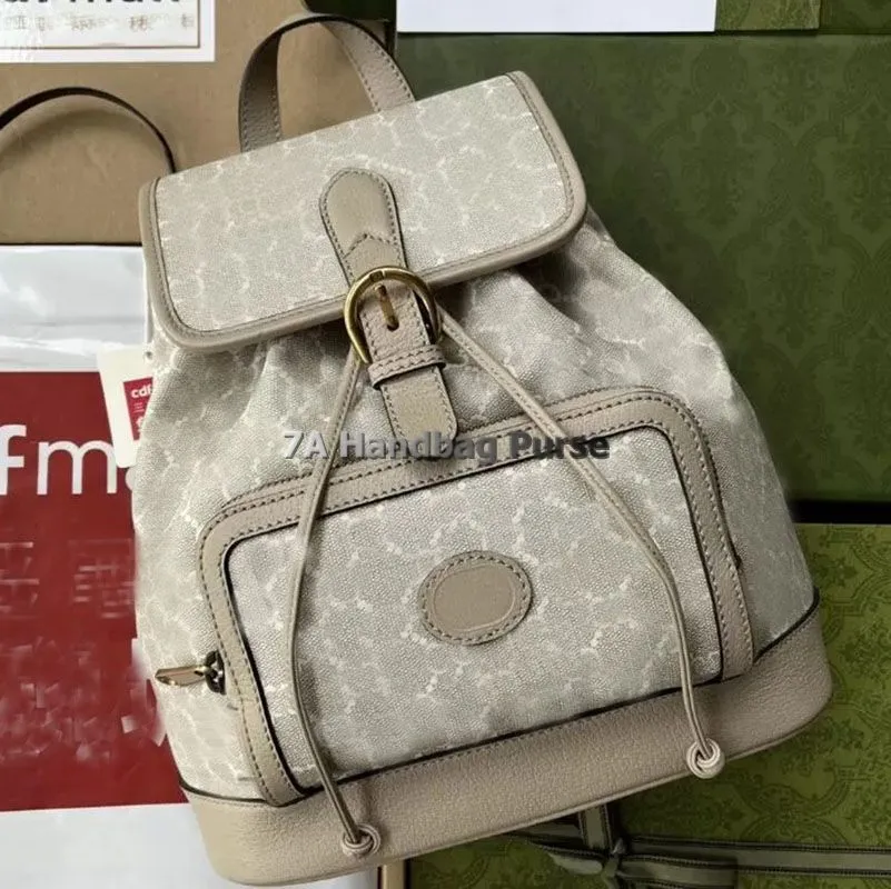 3A Zaini di design di qualità borsa da donna borsa da donna Ophidia Piccole borse a mano Beige Bianco 674147 Borse a tracolla in tela tote Borsa stile zaino di lusso