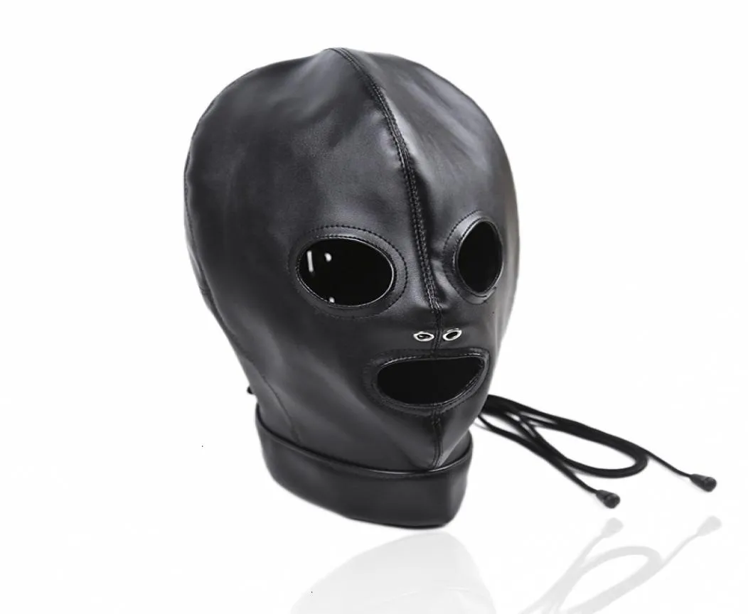 Faux Bdsm Leather Head Face Mask Sex Hood Bondage Gear Visiable Breathable Adult Toys For Women Gn312036519