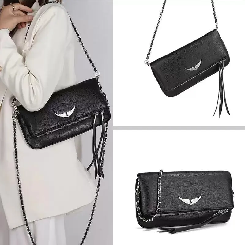 Lüks Bayan Çanta Kanatları Elmas Demirleme Sade Elçi koyun derisi Deri Zadig ve Voltaire Crossbody Çantaları İki Zincir Bayan Debriyaj Hasp Çantaları