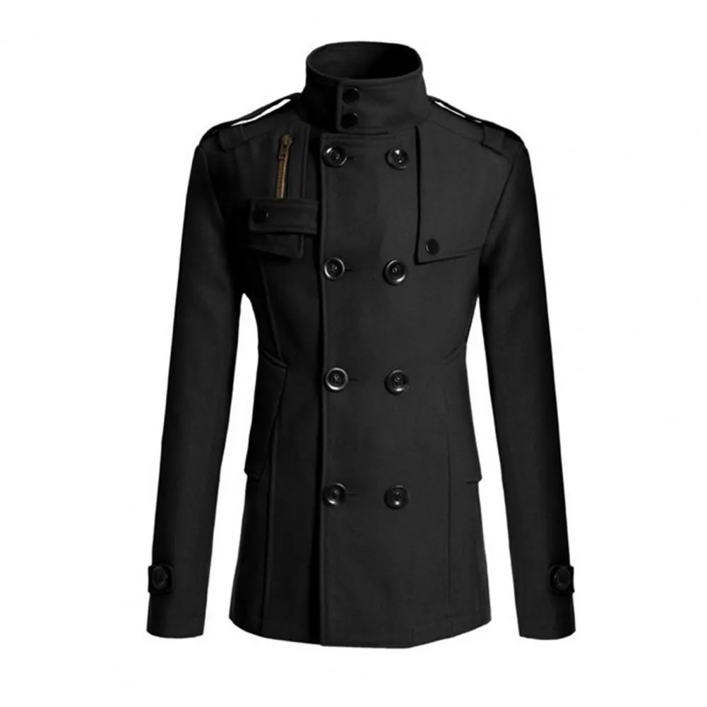 Mens Trench Coat Double Breasted Formal Office Dress Long Winter Jacket  Overcoat