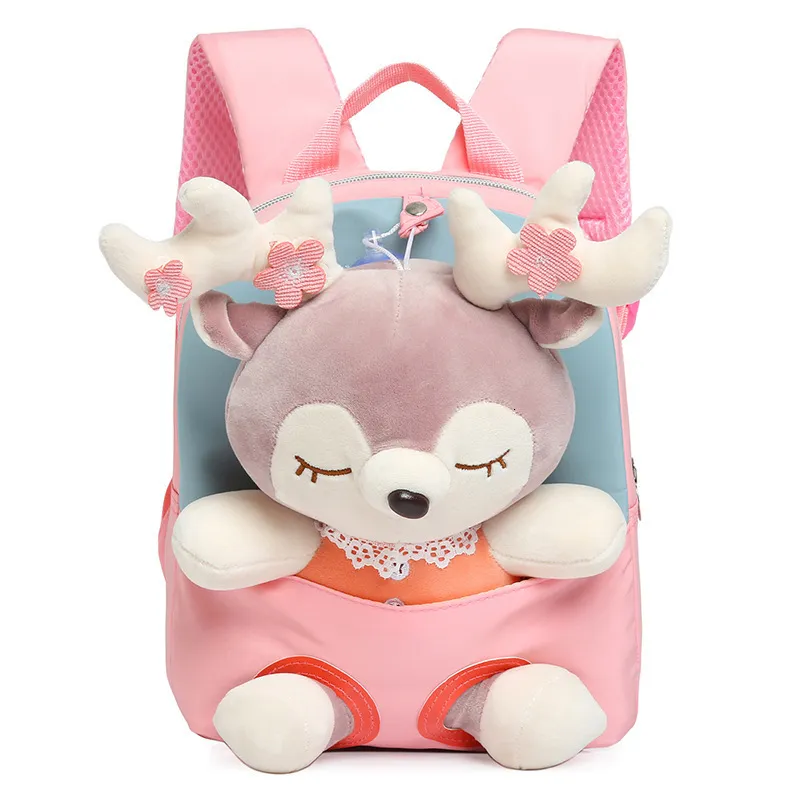 Backpacks Cute Unicorn Student School Girl Cartoon Mini Fur Schoolbag Kidergarten Doll Plush Bag Toy Children Gift 221122