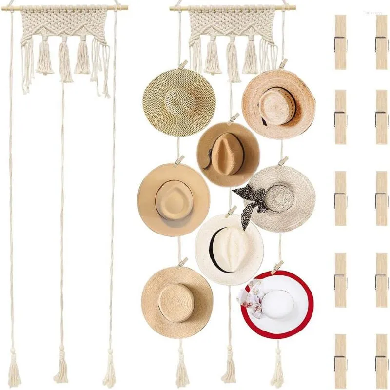 Macramé Hat Cintres Porte-chapeau pour Mur Bohème Femmes Chapeaux R