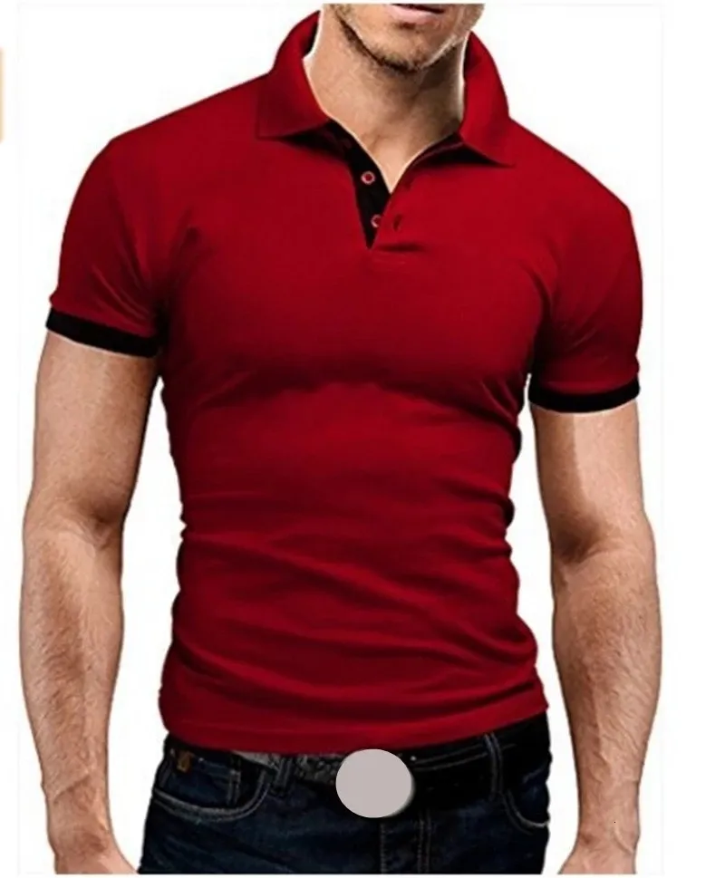 Herrpolos Camiseta de Primera Calidad Para Hombre Camisa Ajustada manga Corta Con Cuello Henley Moda Color 221122