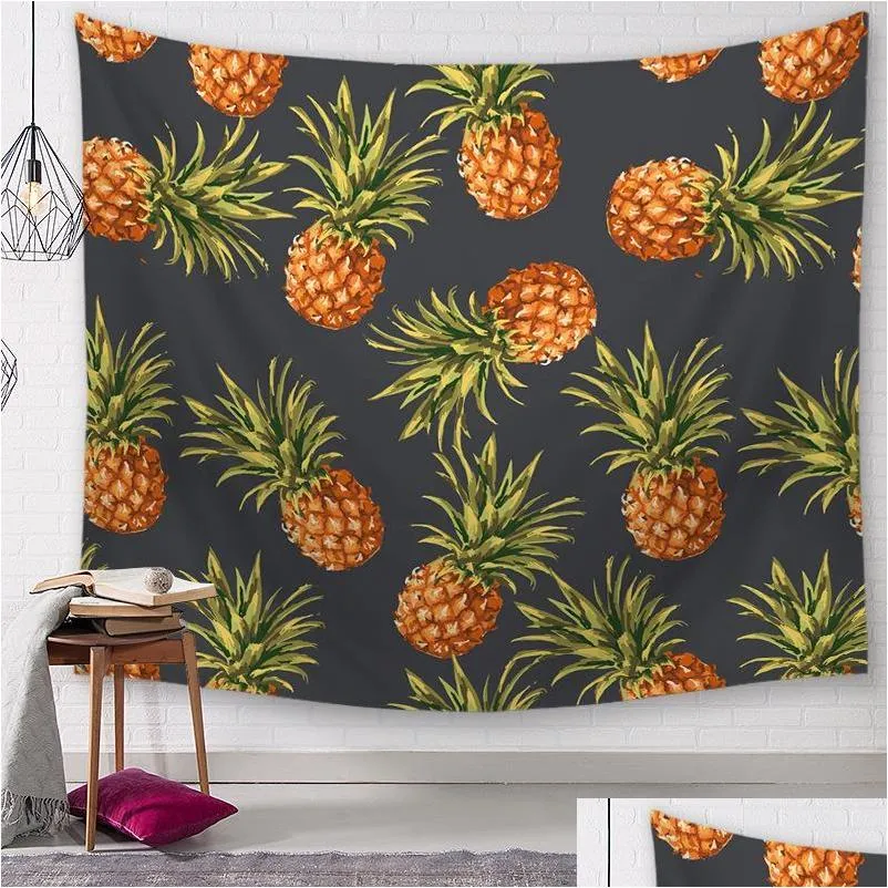 Tapestries Pineapple Series Wall Hanging Tapestrie Print Plant Characters Beach Towel Polyester Fiber Women Yoga Mat Fashion Home De Dhroo