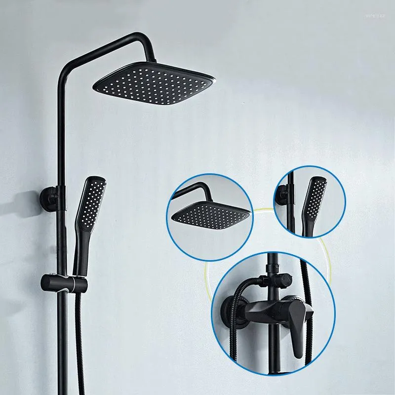 Set di accessori per il bagno Rubinetto per doccia nero Testa per beccuccio in silicone a parete con vasca da bagno con spruzzatore manuale multifunzionale