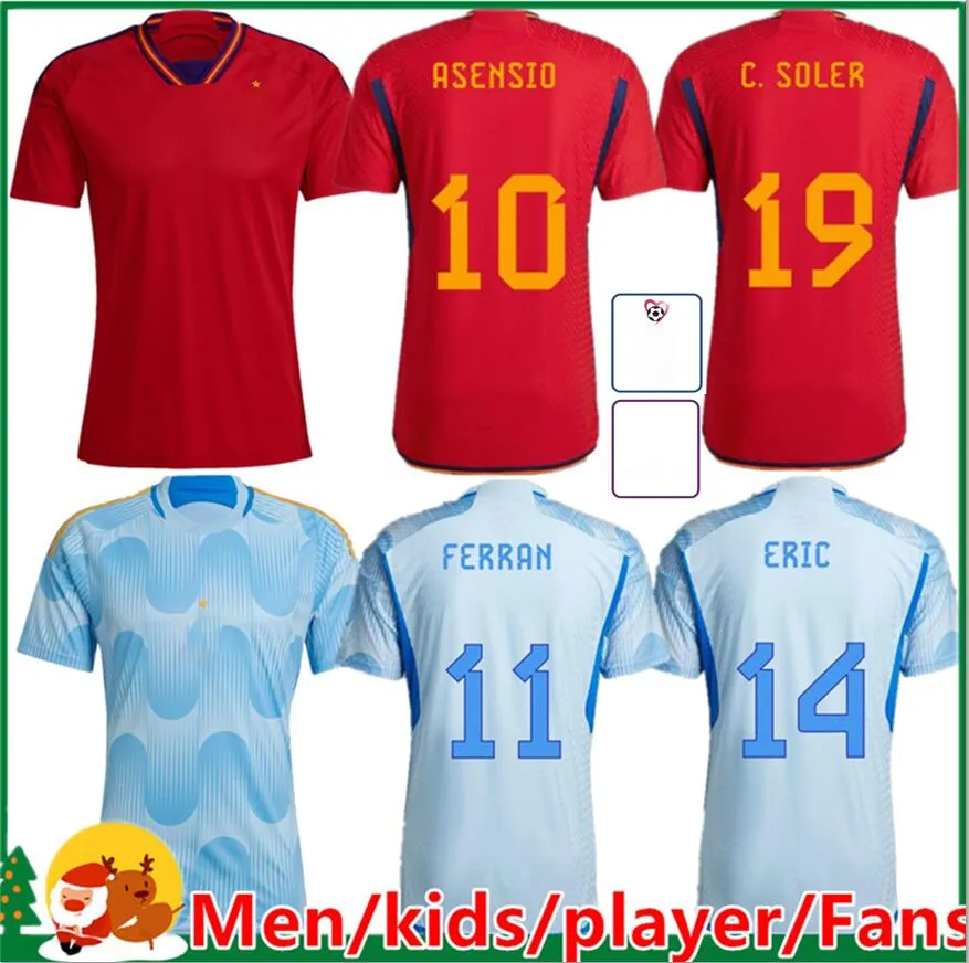 2022 2023 Sergio Azpilicueta Soccer Jerseys National Team Unifroms 22 23 Ferran Canales Ansu Fati Spains Koke Asensio Pedri Morata Kids Kit Men Football Shirts