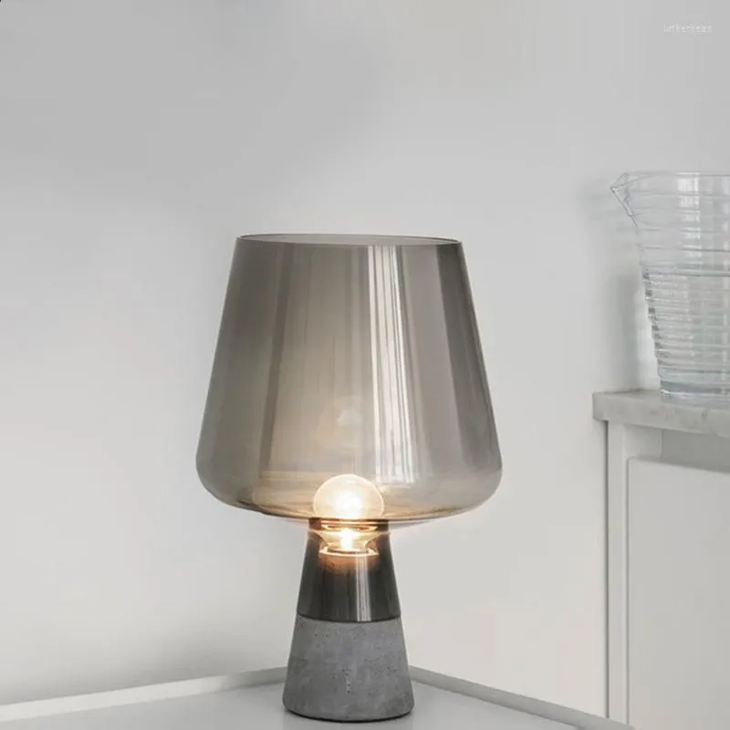 Masa lambaları moda ışık iyi tasarım lambası e14 beton taban cam gölge basit başucu aydınlatma