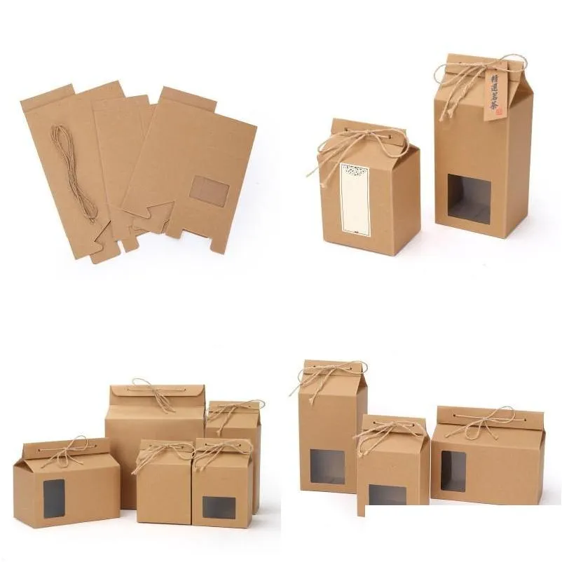 Emballage cadeau Boîte d'emballage de thé Carton Kraft Sac de papier plié Stockage de noix de nourriture debout Emballage 93 G2 Drop Livraison Home Garden Fe DHS3T