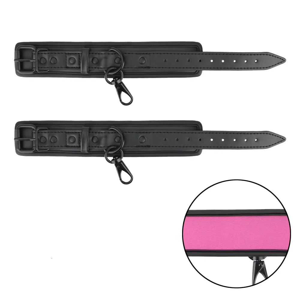 Pu Leather Handcuffs Adjustable Restraints For Adult Games_voghion.com